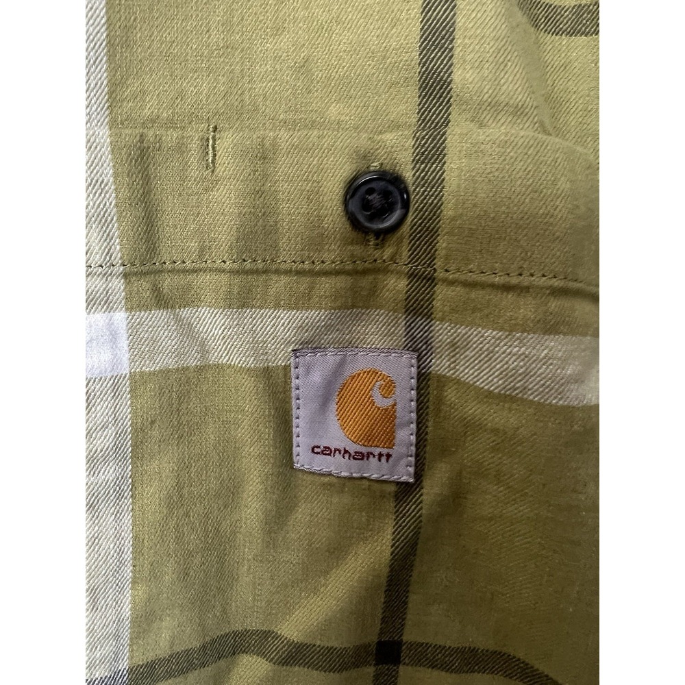 Carhartt Mens Rugged Flex Green Plaid Relaxed‎ Fit Shirt XL - Picture 2 of 4